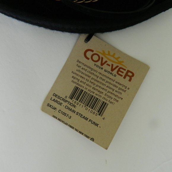 NWT Cov-ver Conner Hats - Australian Wool Chain Steam Punk Top Hat sz L - Picture 5 of 5